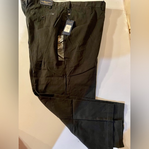 Big Men’s 56B x 30 Black Pants Classic Fit Polo Ralph Lauren Cotton Flat Front - Picture 1 of 5